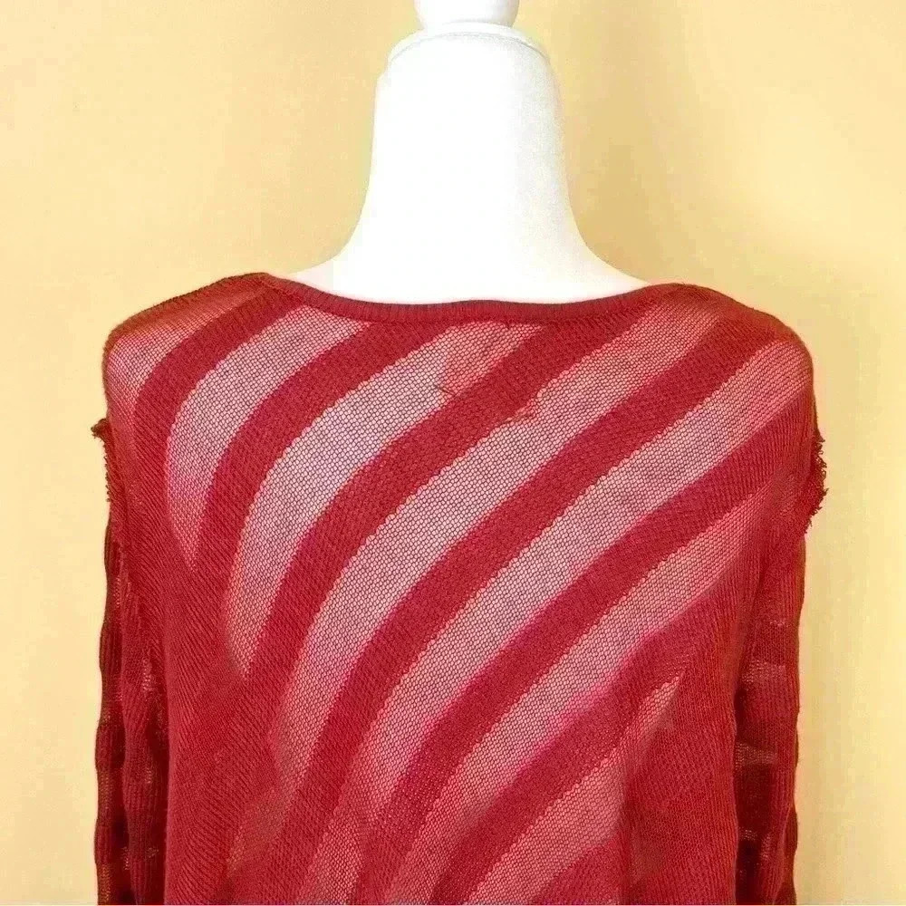 We The Free Orange Stripe V-Neck Boho Long Sleeve Sheer Wrap Style Dress Size S - Picture 7 of 14